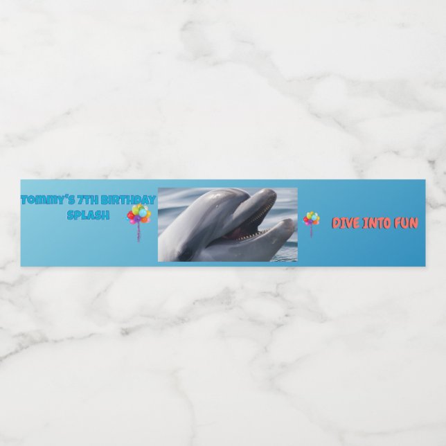 Rótulo Para Garrafa D'água Dive Into Fun Dolphin Splash (Rótulo Único)