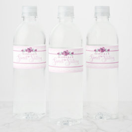Rótulo Para Garrafa D'água Doce Floral Rosa 16