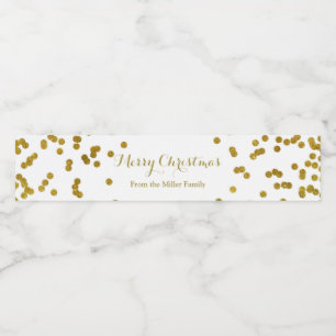 Rótulo Para Garrafa D'água Dourada Confetti Merry Christmas Water Botle Label
