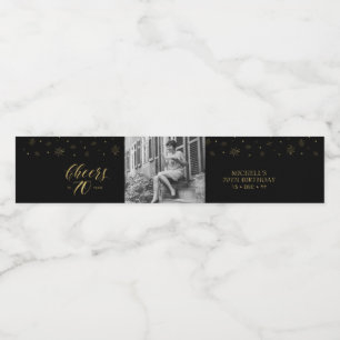 Rótulo Para Garrafa D'água Dourado e preto aplausos por 70 anos, Festa de ani