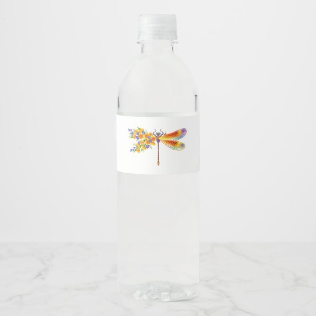 Rótulo Para Garrafa D'água Dragonfly Amarelo (Frente)