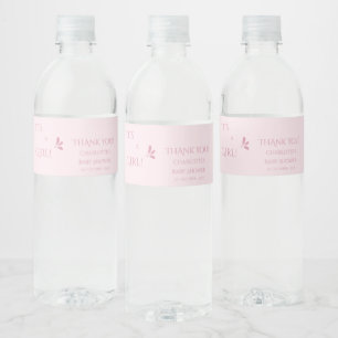 Rótulo Para Garrafa D'água É uma menina! Minimalismo Rosa Pastel Chás de Bebê