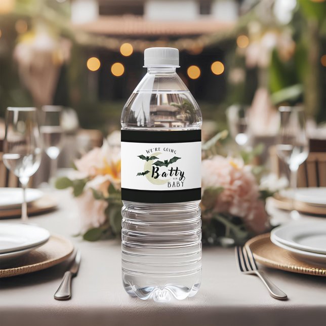 Rótulo Para Garrafa D'água Fall Batt for Baby Black Bats Chá de fraldas (Criador carregado)