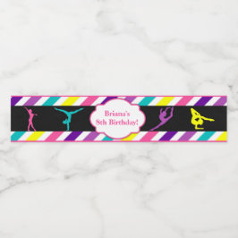 Rótulo Para Garrafa D'água Festa de aniversário de ginástica