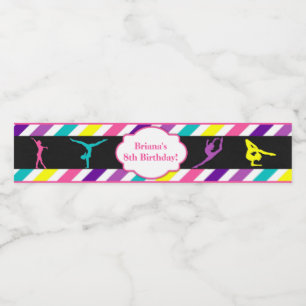 Rótulo Para Garrafa D'água Festa de aniversário de ginástica