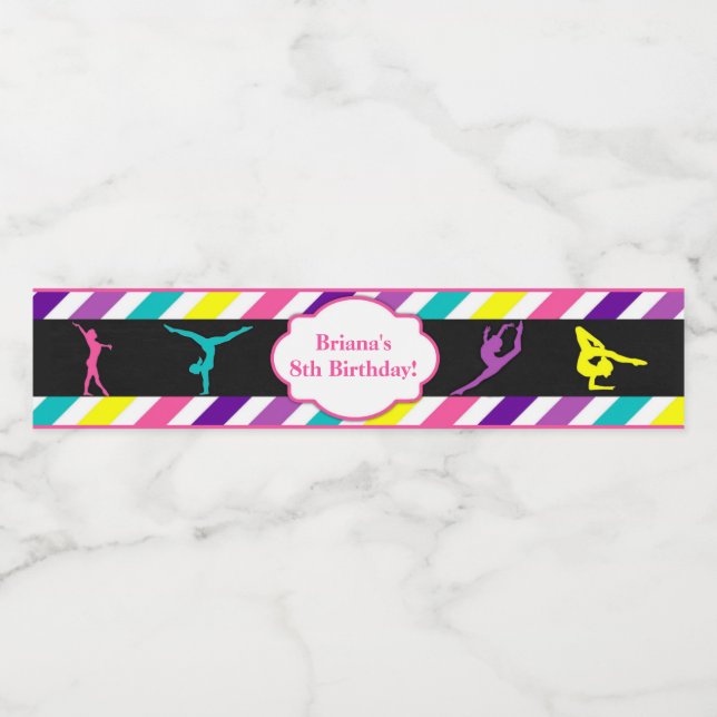 Rótulo Para Garrafa D'água Festa de aniversário de ginástica (Rótulo Único)