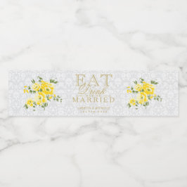 Rótulo Para Garrafa D'água Flores Amarelas bonito - Comer, Beber e Casar