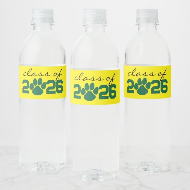 Rótulo Para Garrafa D'água Formatura com Pegada Amarela e Verde (Garrafas)
