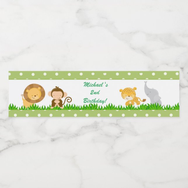 Rótulo Para Garrafa D'água Garrafa de Aniversário da Selva (Rótulo Único)