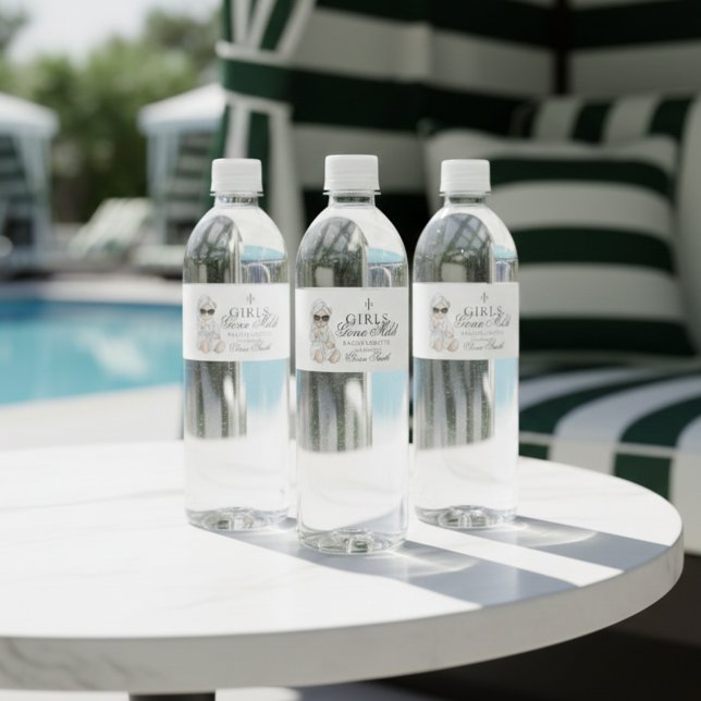 Rótulo Para Garrafa D'água Girls Gone Mild Spa Bear Bachelorette (Not every bachelorette party needs to be wild—and that’s exactly the vibe of Girls Gone Mild!)