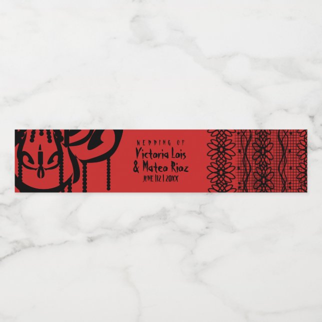 Rótulo Para Garrafa D'água Gótico Lace Chandelier Red Black (Rótulo Único)