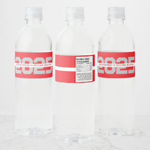 Rótulo Para Garrafa D'água Graduação Personalizada de Cinzas Vermelhas e Prat