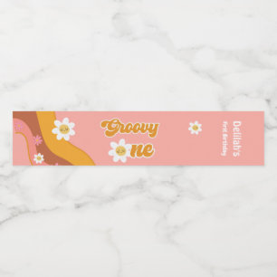 Rótulo Para Garrafa D'água Groovy 1 retro vintage primeiro aniversário