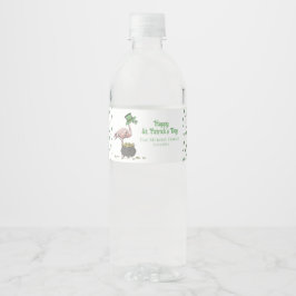 Rótulo Para Garrafa D'água Irish Shamrock Pink Flamingo St Patricks Day