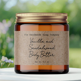 Rótulo Para Garrafa D'água Kraft Handwritten Typed Look Body Butter Jar Label