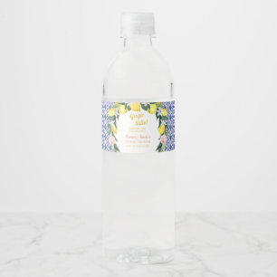 Rótulo Para Garrafa D'água Lemon Blue Itália Azulejo Grazie Mille Chá de pane