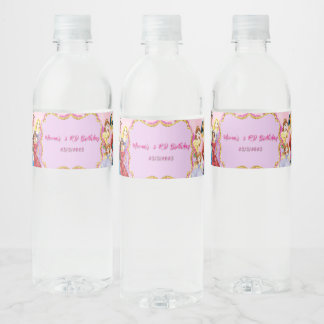 Rótulo Para Garrafa D'água Magical Princess Theme Birthday Invite