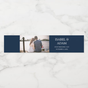 Rótulo Para Garrafa D'água Marinho Personalizado de Fotografia Casada Azul