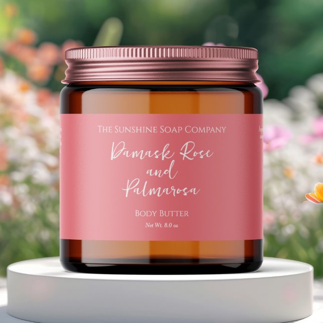 Rótulo Para Garrafa D'água Minimalist Pink Waterproof Cosmetics Jar Label (Criador carregado)