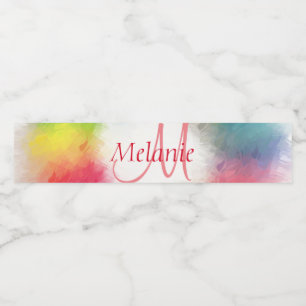 Rótulo Para Garrafa D'água Monograma Modelo Colorido Arco-Íris Moderno