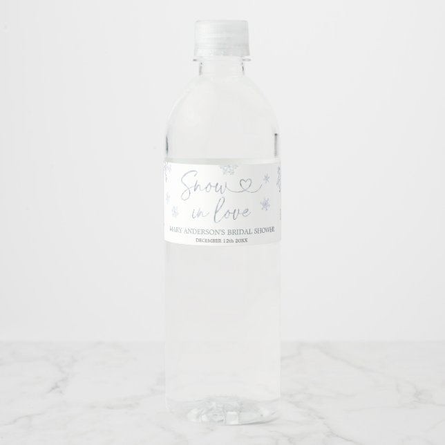 Rótulo Para Garrafa D'água Neve de Inverno no Chuva de Neve do Casamento (Frente)