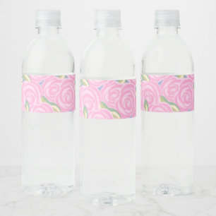 Rótulo Para Garrafa D'água padrão floral de rosas vintage