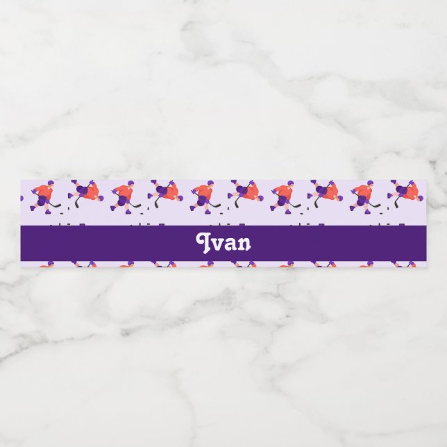 Rótulo Para Garrafa D'água Padrões dos jogadores de hóquei no gelo (Rótulo Único)