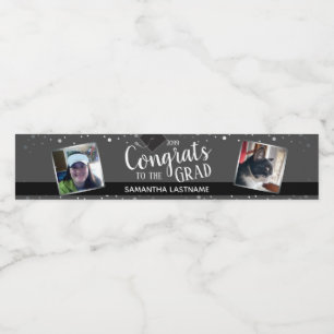 Rótulo Para Garrafa D'água Parabéns pelo Formando Elegante Silver Photo