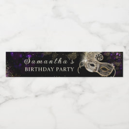 Rótulo Para Garrafa D'água Partido Dourado Púrpura Mascarada Personalizado