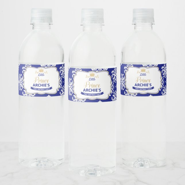 Rótulo Para Garrafa D'água Partido primeiro aniversario Príncipe Real Favor A (Garrafas)
