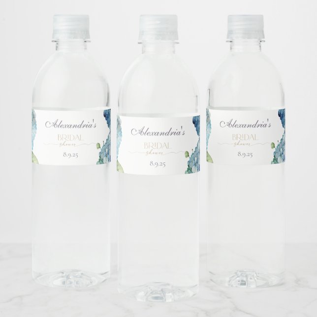 Rótulo Para Garrafa D'água Personalizar Hydrangeas Azuis do Chá de panela (Garrafas)