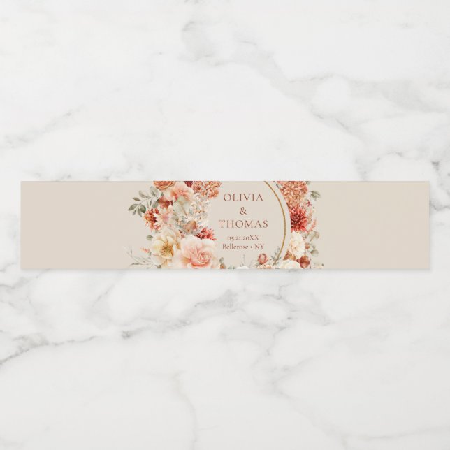 Rótulo Para Garrafa D'água Placa de água moderna terracotta burgundy (Rótulo Único)