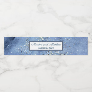 Rótulo Para Garrafa D'água Pontos de Mercúrio de Prata de Cor Azul