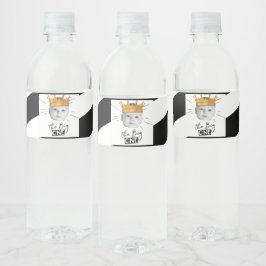 Rótulo Para Garrafa D'água Primeiro Aniversário - Foto Moderna - Branco Preto