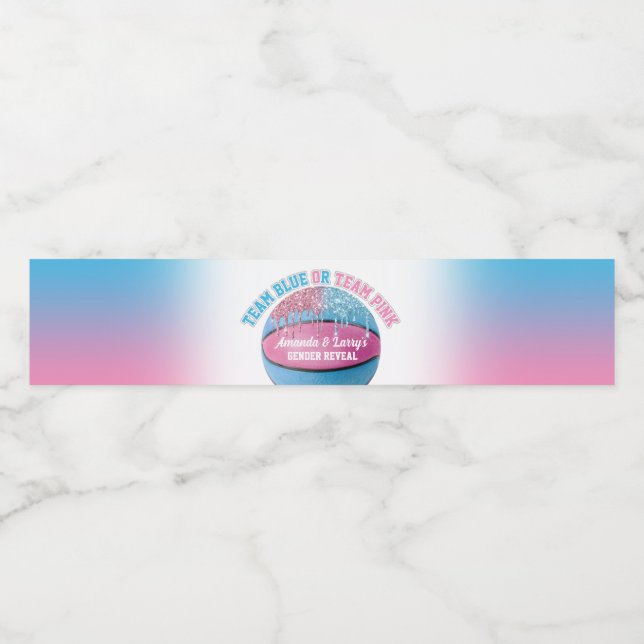 Rótulo Para Garrafa D'água Revelação de Gênero de Basquete (Rótulo Único)