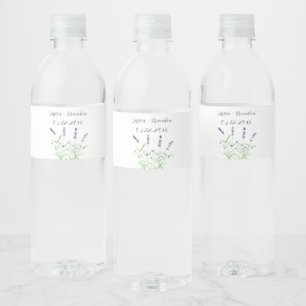 Rótulo Para Garrafa D'água Rosa Lavanda Aguarela Flor Floral Casamento