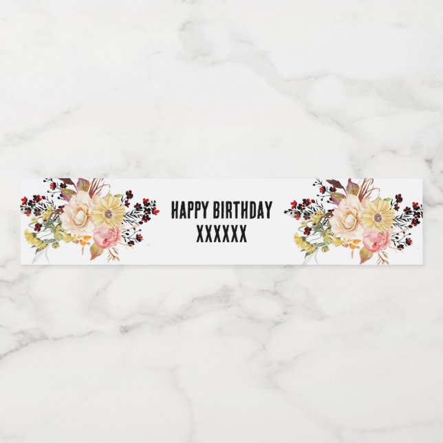 Rótulo Para Garrafa D'água RÓTULO da garrafa de água - boho floral (Rótulo Único)