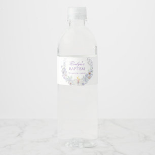 Rótulo Para Garrafa D'água Rótulo de Garrafa de Água de Batismo Floral de Lav