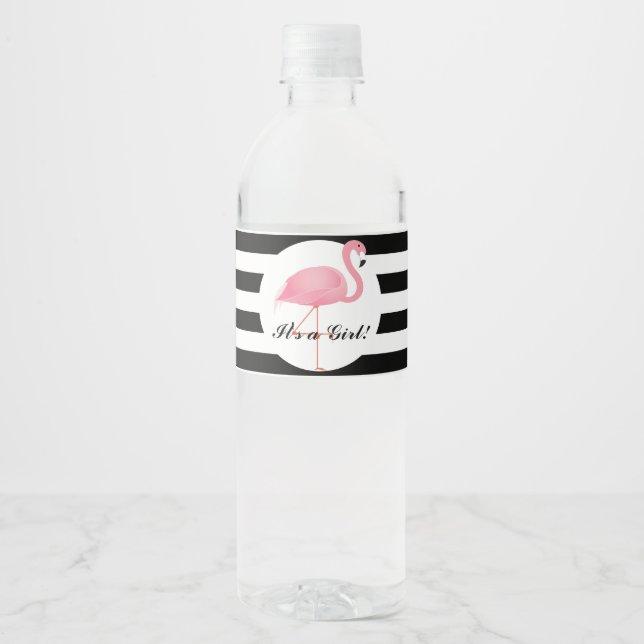 Rótulo Para Garrafa D'água Rótulo de Garrafa de Água Flamingo Rosa (Frente)