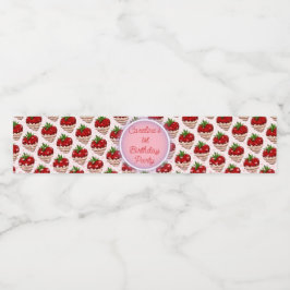 Rótulo Para Garrafa D'água Strawbery Girl Pink Aniversário Obrigado Berry