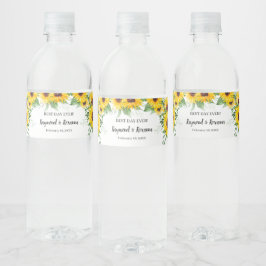 Rótulo Para Garrafa D'água Sunflower Greenery Chá de panela Casamento
