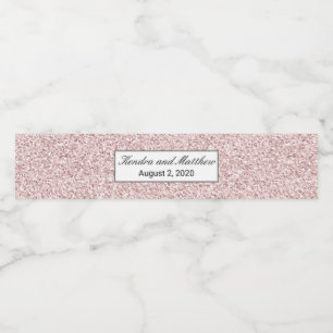 Rótulo Para Garrafa D'água Textura Glitter De Cristal Rosa