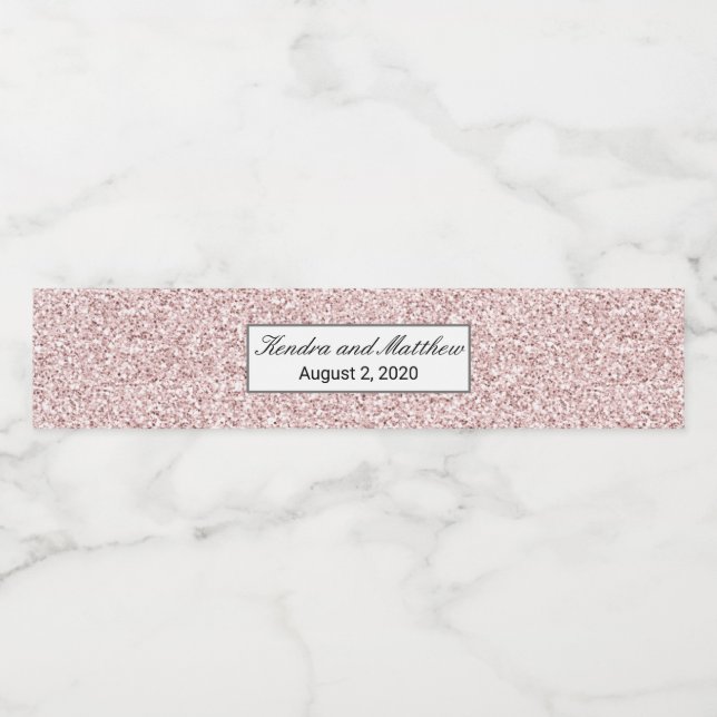 Rótulo Para Garrafa D'água Textura Glitter De Cristal Rosa (Rótulo Único)