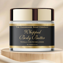 Rótulo Para Garrafa D'água Waterproof Body Butter Jar Label Black & Gold Foil