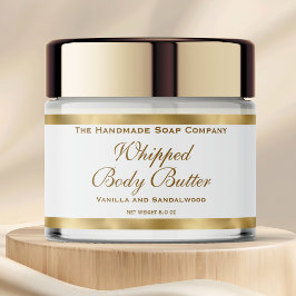 Rótulo Para Garrafa D'água Waterproof Body Butter Jar Label White & Gold Foil