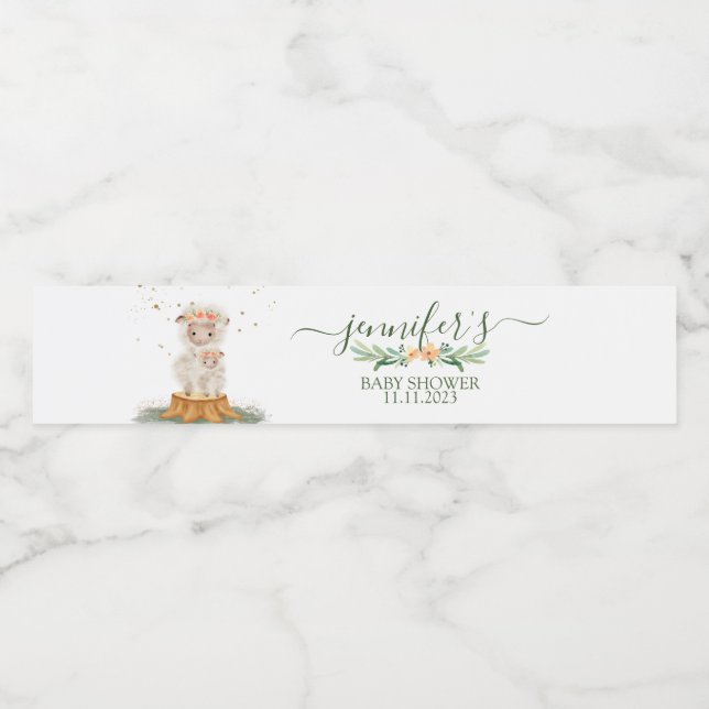 Rótulo Para Garrafa D'água Woodland Cute Chic Sheep (Rótulo Único)