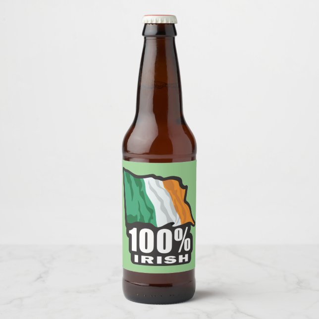 Rótulo Para Garrafa De Cerveja 100% irlandês (Frente)