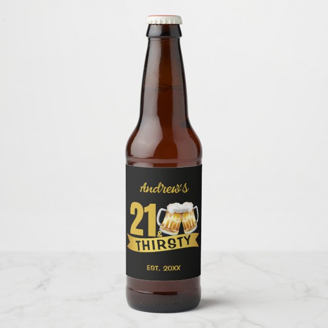 RÓTULO PARA GARRAFA DE CERVEJA 21 & SEDENTO-ANIVERSÁRIO DE 21 ANOS (Frente)