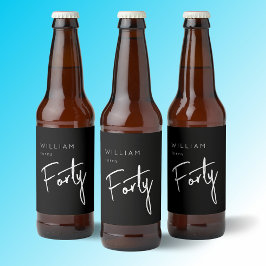 Rótulo Para Garrafa De Cerveja 40.º aniversário dos 40 anos dos homens, preto