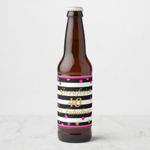 Rótulo Para Garrafa De Cerveja 40 e Dourado branco rosa-quente e fabuloso
